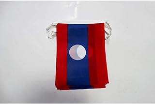 Laos 6 meters BUNTING Flag 20 flags 9'' x 6'' - Laotian STRING flags 15 x 21 cm