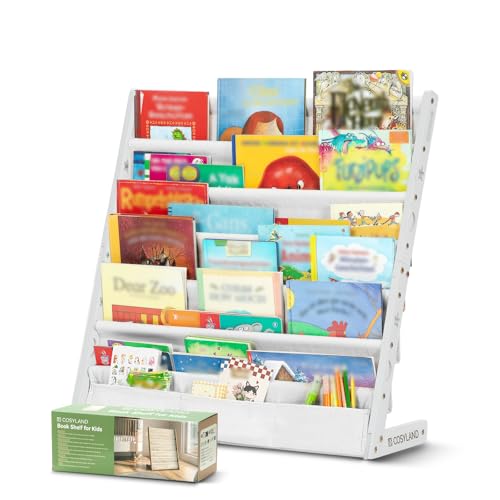COSYLAND Librería Infantil de 7 Niveles, Estantería para Niños, Organizador de Libros para Dormitorio Infantil, Guardería o Sala de Juegos, Ahorro de Espacio, Blanco/Extra Grande​