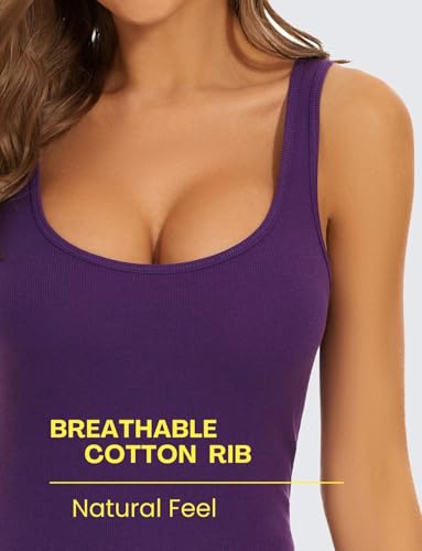 RASPBERRY PUDDING Cotton Ribbed Tank Tops for Women Slim Fit Scoop Neck2