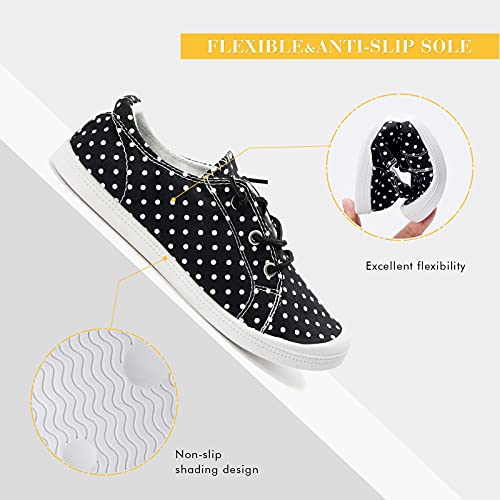 Image of FUNKYMONKEY Slip-On Canvas Sneakers for Women, Comfortable Lightweight Lace-Up Flat Casual Tennis Shoes Breathable Walking Shoes for Everyday Wear