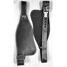 Horse Western Adult Tooled Leather Replacement Saddle Fender Pair Set for Roping Trail Barrel Pleasure with Belvin Buckles Black Brown