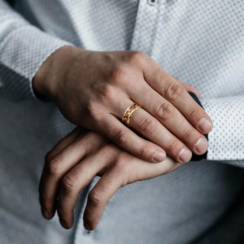 Men's 8mm Black/Gold Tungsten Carbide Wedding Ring Nebula Galaxy Wedding Promise Gold Foil Inlay Real Meteorite Matte Bevel Comfort Fit3