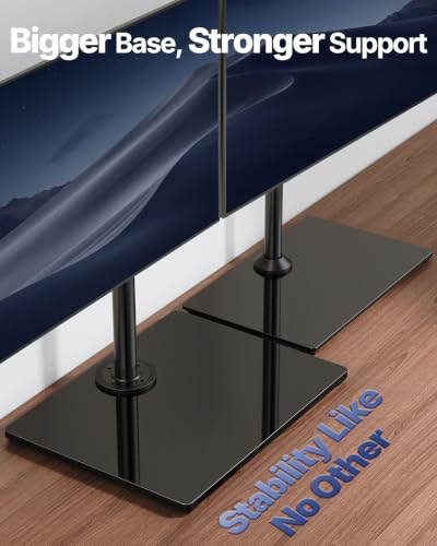 Image of HUANUO Free Standing Dual Monitor Stand for 13-32 Inch Monitors, Glass Base