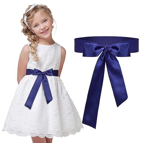 WHIPPY Sash Belt for Girls Dress Kids Long Waist Belts for Wedding Party 2'' Wide