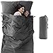 Bedsure Sleeping Bag Liner and Camping Sheets(100% Cotton, Oversize 82x45)-Lightweight Travel Sheets with Full Length Zipper-Adults Sleep Sack for Hostel