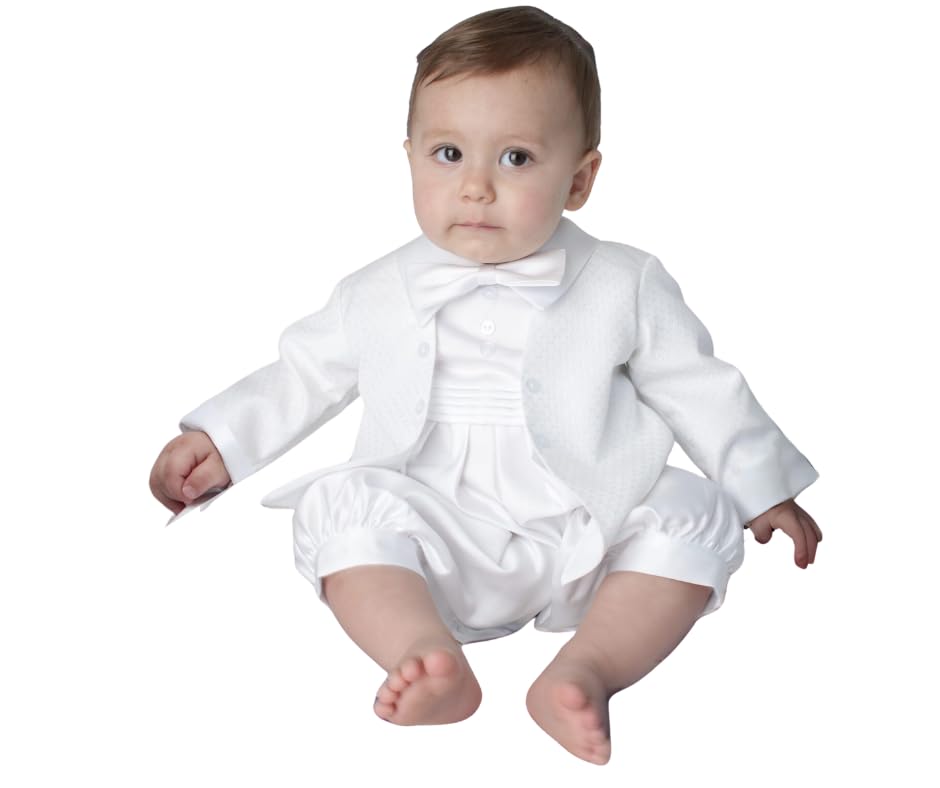 Vivaki Oliver Christening Romper in White