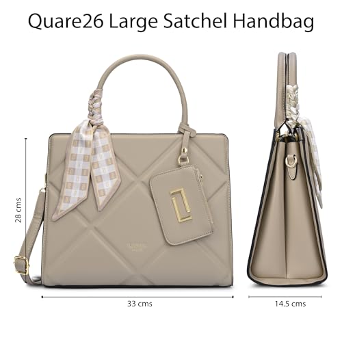 Image of Lavie Luxe Women's Quare26 Extra Large Laptop Satchel Bag | Upto 14 Inch | Satchel Handbag for Work | Ladies Purse | Stylish Shoulder Bag | Gift for Women