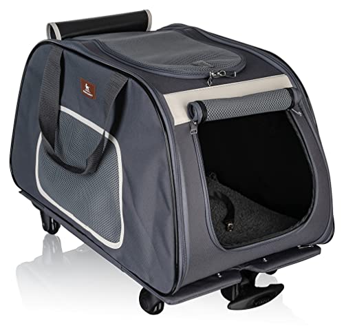 Knuffelwuff Faltbarer Hunde Trolley Transporttasche Hundewagen rollbar mit Griff M-L 68x36x46cm