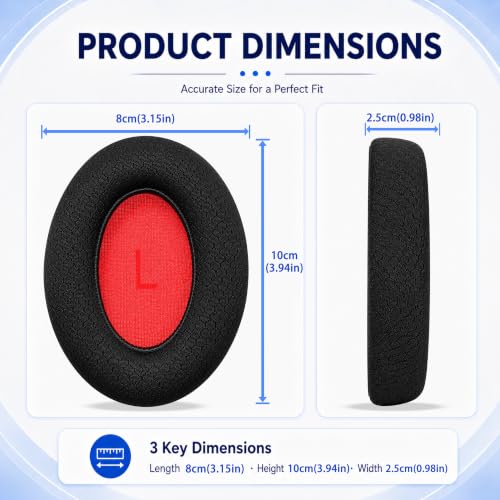 Repuesto de Almohadillas para Auriculares 1MORE SonoFlow/SonoFlow SE/SonoFlow Pro, Almohadillas de Cuero con Espuma de Memoria, Extra Gruesas, 1 Par, Negro con Tela de Malla miniatura 3