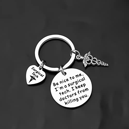 BAUNA Surgical Tech Keychain Surgical Technologist Gift I Keep Doctors