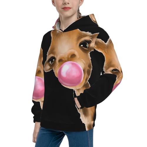 Funny Giraffe Blowing Bubble Kid Hoodies Boys Sweatshirts Girls Pullover with Pocket2