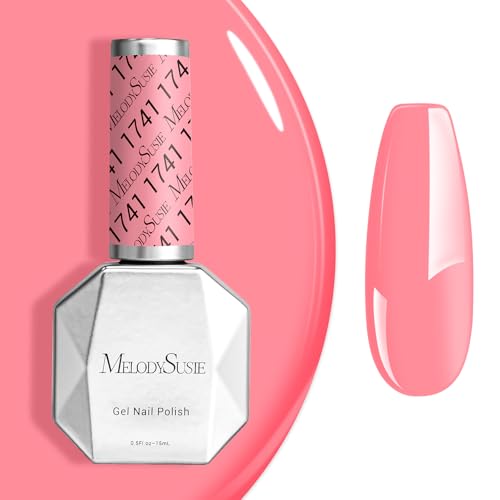 Image of MelodySusie Coral Pink Gel Nail Polish,0.5fl oz Soak Off UV LED Bright Peach Pink Gel Polish Gift for Women Nail Art Manicure Salon DIY Nail Design Decoration at Home-1741