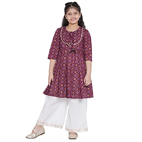 Image of Bitiya By Bhama Girl's Cotton Blend Kurta & Palazzo