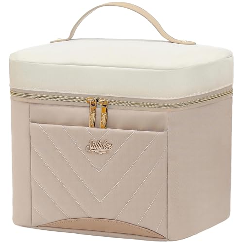 stillithou Lunch Bag Insulated Leakproof, Lunch Bag Women Lightweight Waterproof for Work Travel Beach Picnic, Medium(Normal), Beige with Khaki