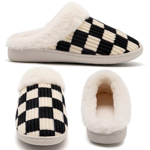 Image of Guyarns House Slippers for Women & Men - Fuzzy, Casual Indoor /Outdoor Shoes with Memory Foam & Faux Fur Lining