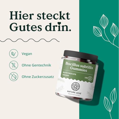 NATURE LOVE Bacillus Subtilis Gummies - 100 Stück - 3Mrd. KbE 96,5% Frucht