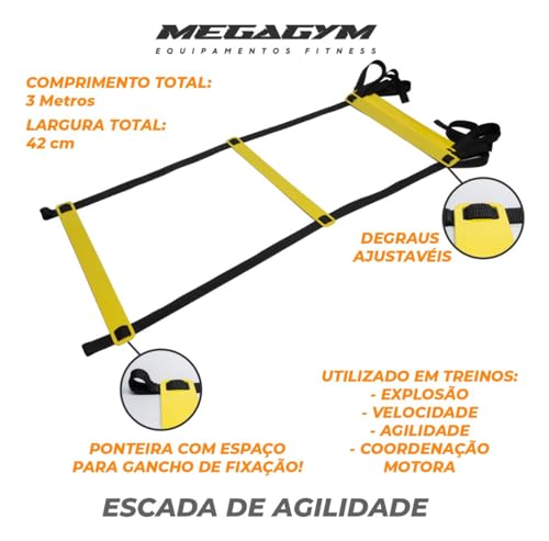 Kit Funcional Agilidade 05 Chapéus 05 Cones E Escada Agilidade Com 7 Degraus