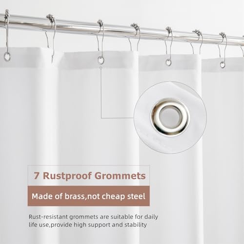 Image of Felisa Stall Fabric Shower Curtain Liner with 3 Magnets,42W x 72L, Waterproof & Hotel Quality Shower Stall Curtain Liner for Bathroom,Soft Cloth,Narrow Size Small Shower Curtain,White