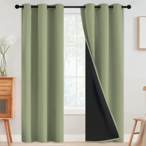 Image of SimpleHome Sage 100% Blackout Curtains Room Darkening Living Room 84 Inch