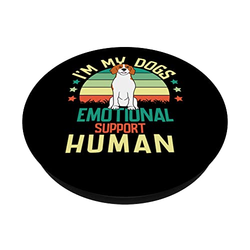 I'm My dog's Emotional Support-Human. PopSockets Swappable PopGrip, Black - Image 2