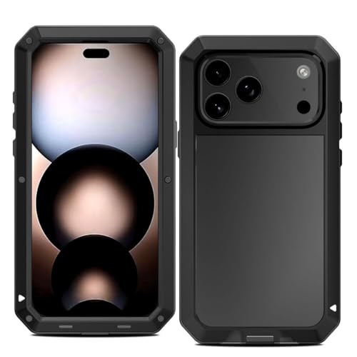 Coque métal iPhone 17 Pro antichoc en aluminium et verre noir