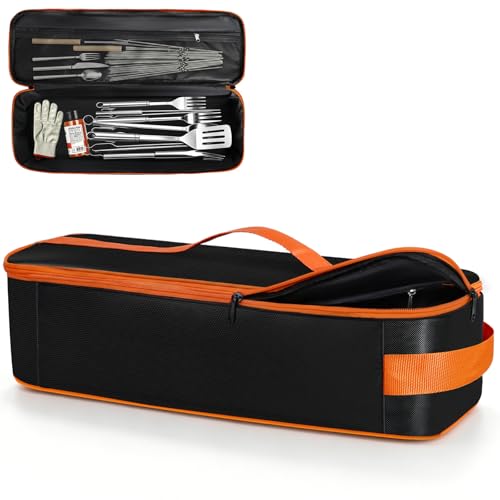 TWAKAP Grill Tool Storage Bag for Outdoor Barbecue 20 in Black Flip-Top