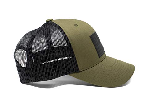 Image of 13 STRIPES American Flag Hat - Leather Patch Mesh Back Snapback Hat for Men & Women USA Flag Trucker Hat, Casual Unisex Hat