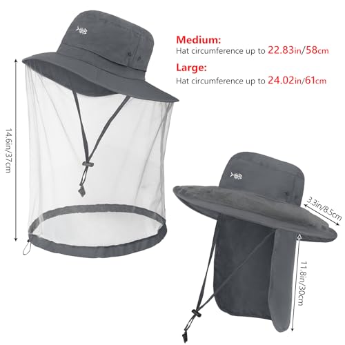 Image of BASSDASH Unisex UPF 50+ Mosquito Net Hat with Neck Flap FH17