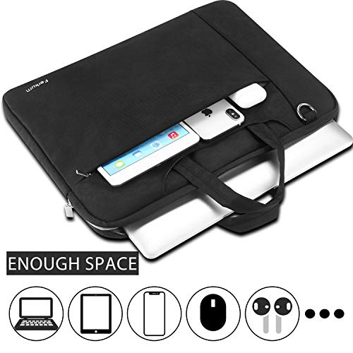 Ferkurn 14-15.6 Inch Laptop Sleeve Shoulder Case Protective Bag with Handle Compatible with MacBook Pro 16\"/14\" 15\" 15.6\" HP Asus Acer Chormebook Notebook Inspiron, Waterproof Cover with Pocket,Black