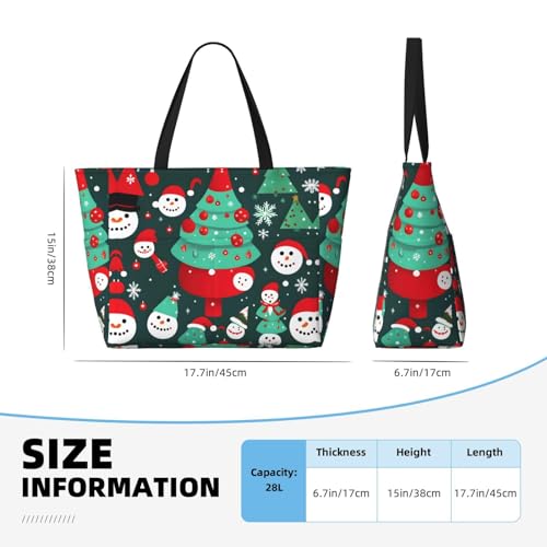 Christmas Tree And Snowman Large Capacity Foldable Tote Bag Women Beach Tote Bag Handbag Gym Bag Travel Shopping Bag4