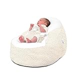 rucomfy Beanbags Boucle Baby Beanbag Chair with Safety Harness Straps for 0-6 Month Old - Safe Cuddle Recliner Seat Lounger for Newborn with Filling Included - Machine Washable Baby Essentials (Oat)