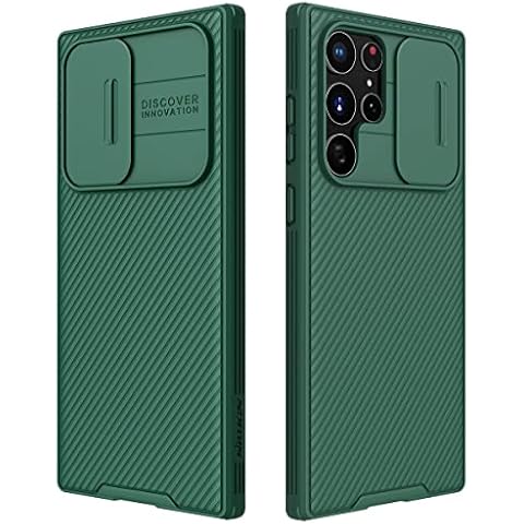 imluckies for Samsung Galaxy S22 Ultra Case with Slide Camera Cover, Shockproof Protective Phone case, Hard PC Back & Soft Bumper, Slim Protective Case for Galaxy S22 Ultra 5g case, Green Cover