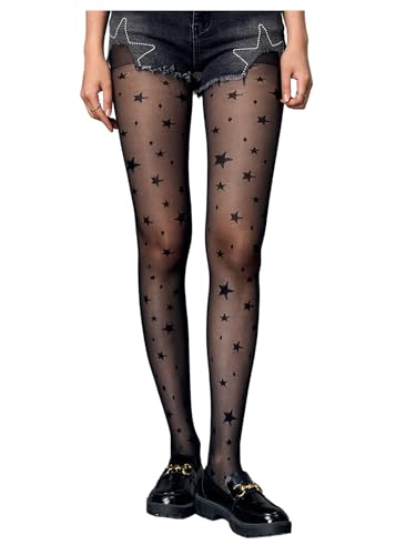 Verdusa Women's Pattern Mesh Fishnet Tights High Waist Sheer Stockings Pantyhose