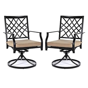 Alternative view of MEOOEM Swivel Chairs Set of 2 Patio Dining Rocker Chair with Cushions Outdoor Furniture for Garden Backyard Bistro, Black