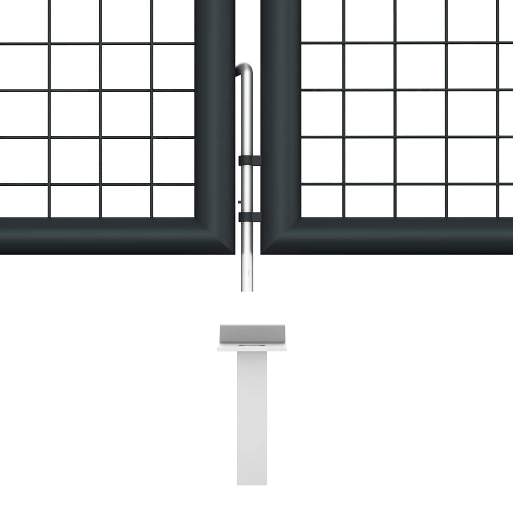 Brama ogrodowa z siateczki, ocynkowana stal, podwójna brama skrzydłowa, brama ogrodowa, brama ogrodzeniowa, brama ogrodowa, brama z siatki ocynkowanej, 400 x 125 cm, szara