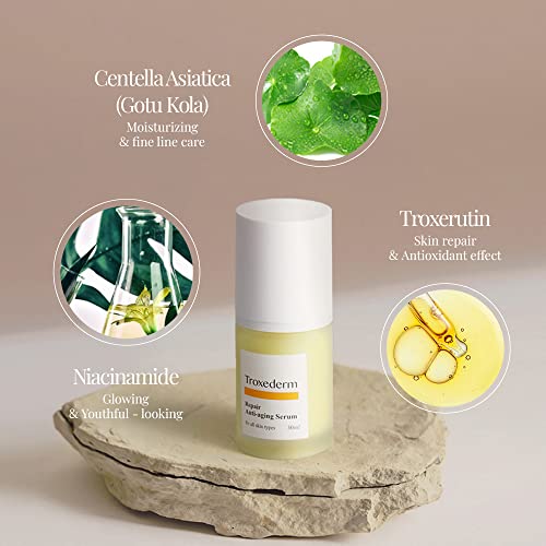 TROXEDERM-Repair-Serum--Fineline-Care-for-Youthful-Skin-Glow-Moisturizing-and-Revitalizing-Formula-with-Niacinamide-Troxerutin-and-Centella-Asiatica-For-All-Skin-Types-101-Floz