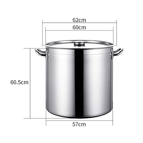 Générique Marmite en Acier Inoxydable avec Couvercle - Casserole de Grande capacité pour la Cuisson des soupes, ragoûts et Autres Plats, ustensile de Cuisine Durable (Argent 60 cm)