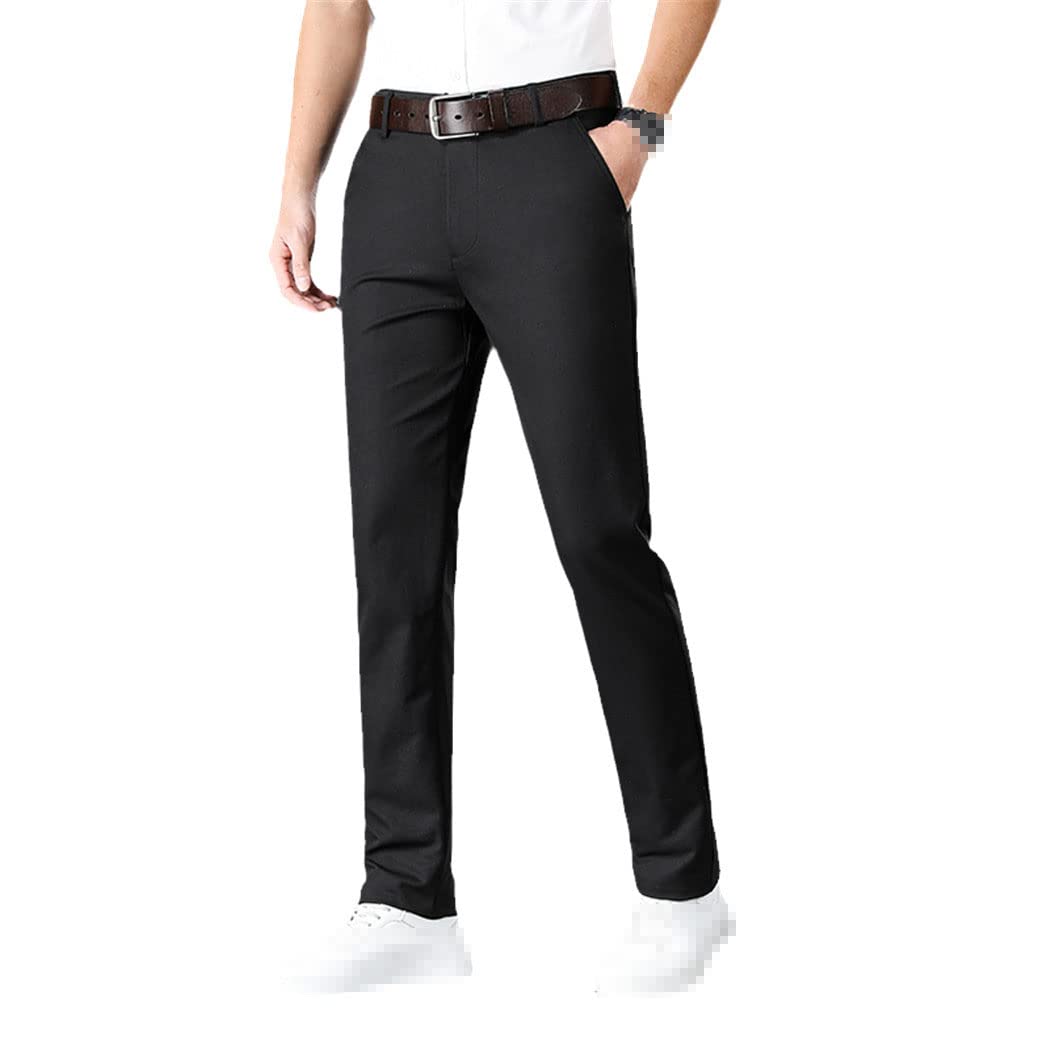 keusyoi Primavera Estate Dritto Pantaloni Da Uomo Pantaloni Da Affari Rosso Nero Blu Solido Colore Formale Pantaloni Di Grandi Dimensioni, Nero , 32 W