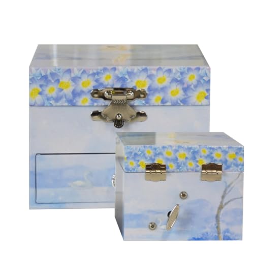 Smyckeskrin för små flickor med musik, smyckeskrin för småbarn – liten speldosa för barn med dansande ballerina | smyckeskrin för flickor, förvaringslåda med utdragbar låda