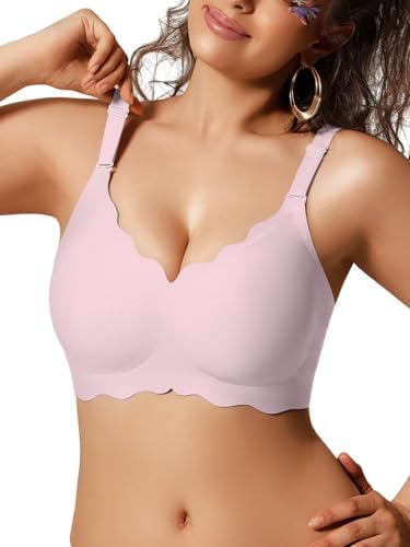 Push Up Bras for Women No Underwire Seamless Support Wireless Tshirt Bralettes Comfortable Scalloped Everyday Bra
