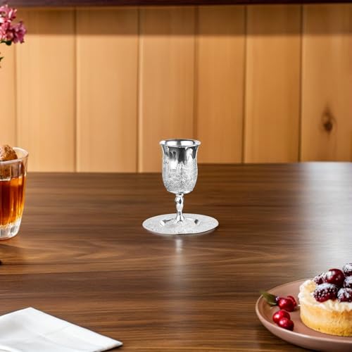 Copas de vino para Shabbat ceremonial de pascua con plato protector 5