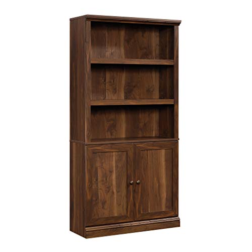 Sauder Select Book Shelf, Bookshelf with Storage, Library Bookcase with Doors and Adjustable Shelves, in Grand Walnut