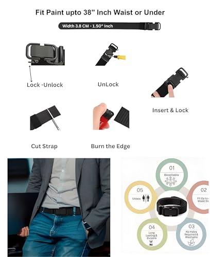 Image of Men's Nylon Fabric Belt for Men Auto Lock Formal Casual Boys Gents Width-35mm Waist Size 36 Inches or Under