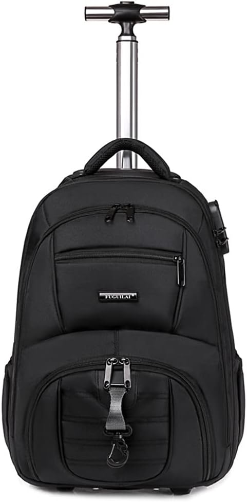Travel Bag Trolley Luggage, Duffel Bags for Men Women, 2 in 1 Rolling Travel Backpack with Wheels, 18inch Wheeled Travel Laptop Backpack Carry On Luggage Bag