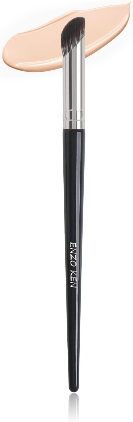 ENZO KEN Angled Concealer Brush Under Eye, Concealer Brush, Small Nose Contour Brushes, Nose Brush Contour, Nose Brushes Angle, Small Concealer Brushes, Angled Makeup Brush - Black, 8M02