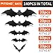 Piteno® 140Pcs Bats Halloween Decorations Party Supplies, Realistic PVC 3D Black Scary Bat Stickers for Creepy Home Decor Halloween Party Decorations DIY Wall Window Decal Bathroom Indoor