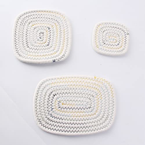 Juego de Posavasos de 3 uds., manteles Individuales Trenzados de algodón, Antideslizantes, duraderos, Resistentes al Calor, Juegos de manteles para Regalo Creativo Cover
