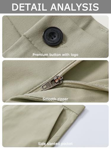 Image of Plaid&Plain Men's Slim Fit Dress Pants Stretch Khaki Pants Wrinkle Free