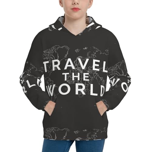 Travel The World1 Kid Hoodies Boys Sweatshirts Girls Pullover with Pocket