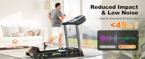 Image of 3.5 Portable Foldable Treadmill with Handles 4% Slope Home Walking Running Treadmill 0.5-7.5 MPH 330 Lb Weight Capacity